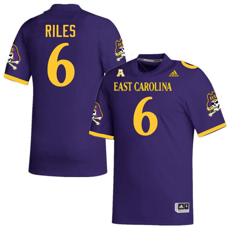East Carolina Pirates #6 Desirrio Riles College Football Jerseys,Uniforms-Purple